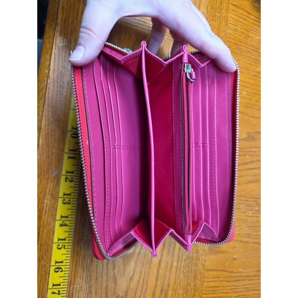 Coach Madison Gathered Leather Zip Around Wallet Raspberry - Picture 7 of 12